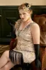 Apricot Sequins 1920s Plus Size Dress with 20s Acessories Set sold by Zapaka