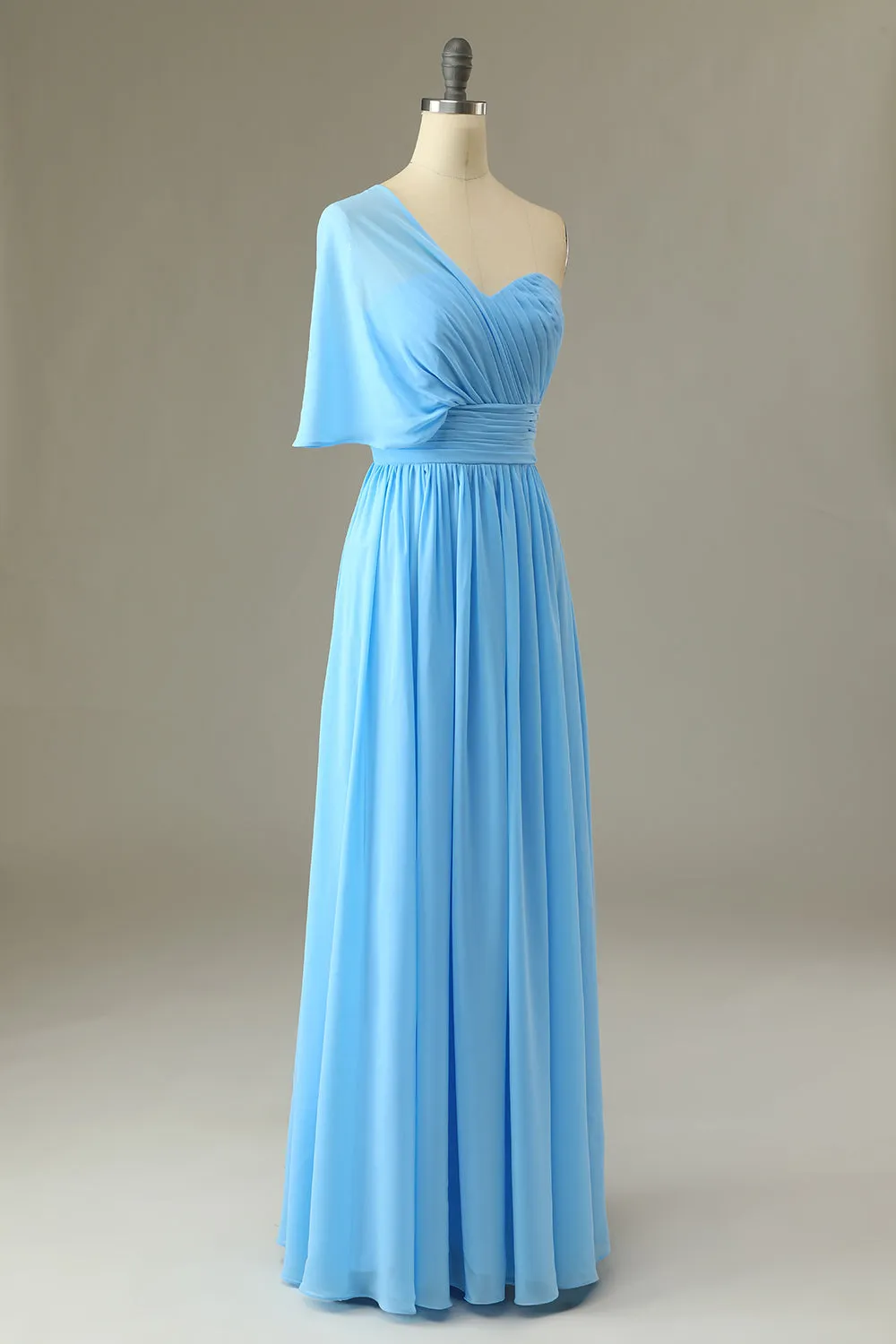 One Shoulder Blue Bridesmaid Dress sold by Zapaka product image thumbnail 3