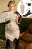 Apricot Sequins 1920s Plus Size Dress with 20s Acessories Set sold by Zapaka