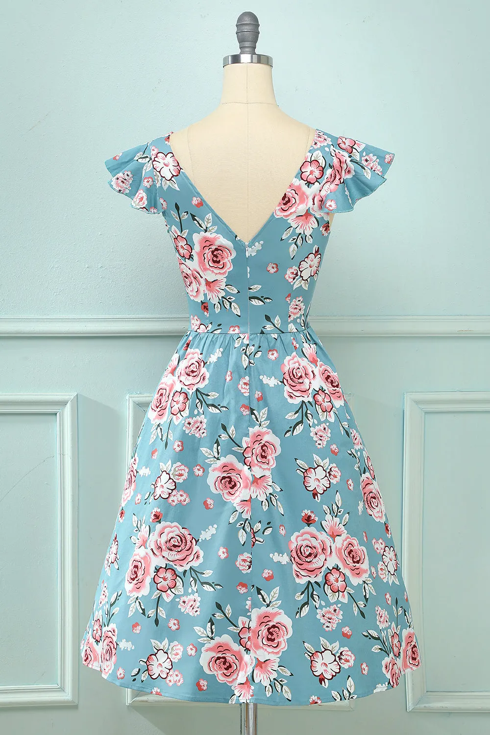 Pink Rose Floral Vintage Dress sold by Zapaka product image thumbnail 2