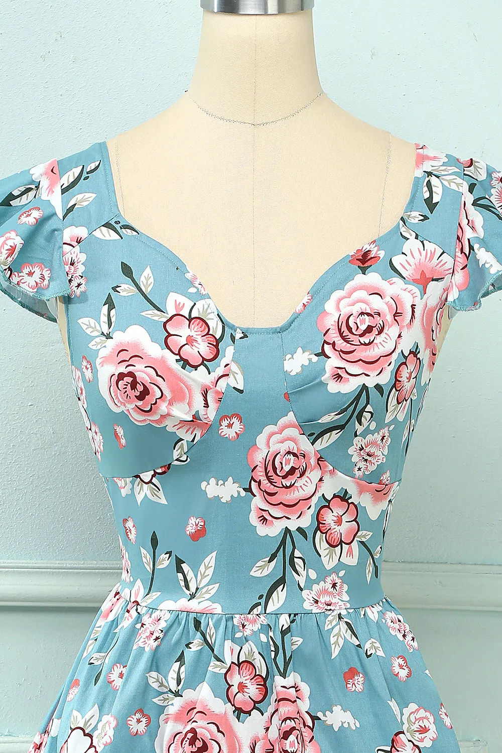 Pink Rose Floral Vintage Dress sold by Zapaka product image thumbnail 3