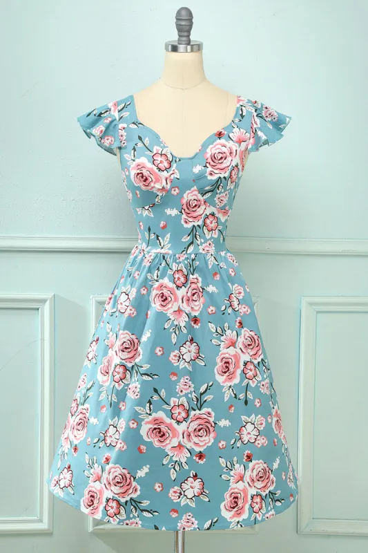 Pink Rose Floral Vintage Dress sold by Zapaka