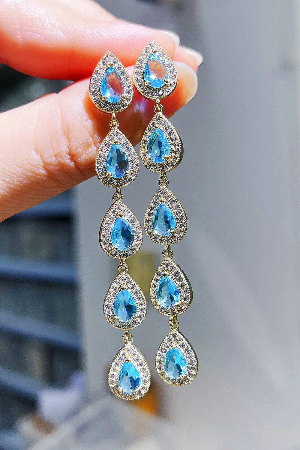 Silver Rhinestone Drop Earrings sold by Zapaka product image thumbnail 4