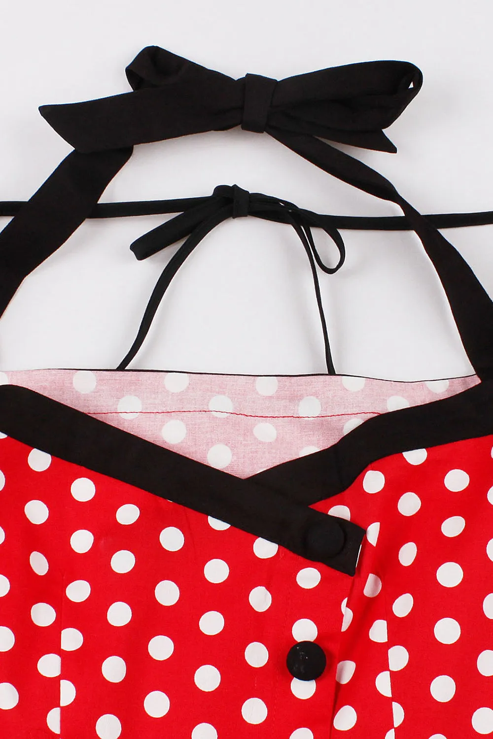 Red Polka Dots Halter Swing 1950s Dress sold by Zapaka product image thumbnail 3