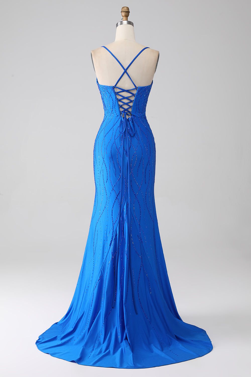Mermaid Beaded Royal Blue Prom Dress with Slit sold by Zapaka product image thumbnail 2