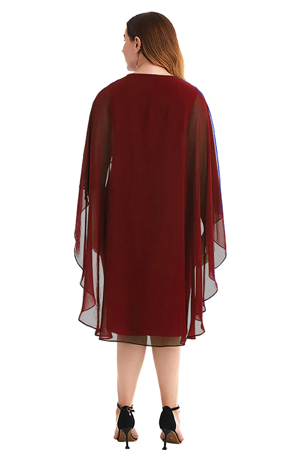 Plus Size Royal Blue Mother Of The Bride Dress With Cape sold by Zapaka product image thumbnail 5