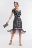 Black Golden Cold Shoulder Fringes 1920s Gatsby Dress sold by Zapaka