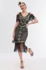 Black Golden Cold Shoulder Fringes 1920s Gatsby Dress sold by Zapaka