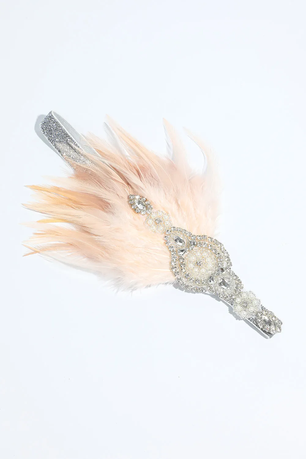 Blush 1920s Beaded Sequin Headband with Feather sold by Zapaka product image thumbnail 4