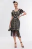 Black Golden Cold Shoulder Fringes 1920s Gatsby Dress sold by Zapaka