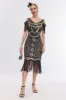 Black Golden Cold Shoulder Fringes 1920s Gatsby Dress sold by Zapaka