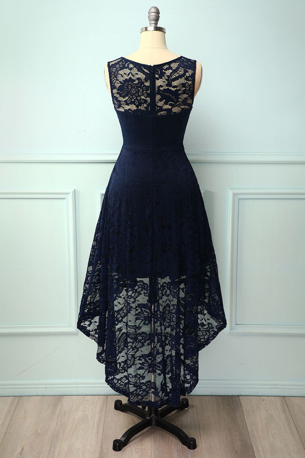 Asymmetrical Navy Lace Dress sold by Zapaka product image thumbnail 2