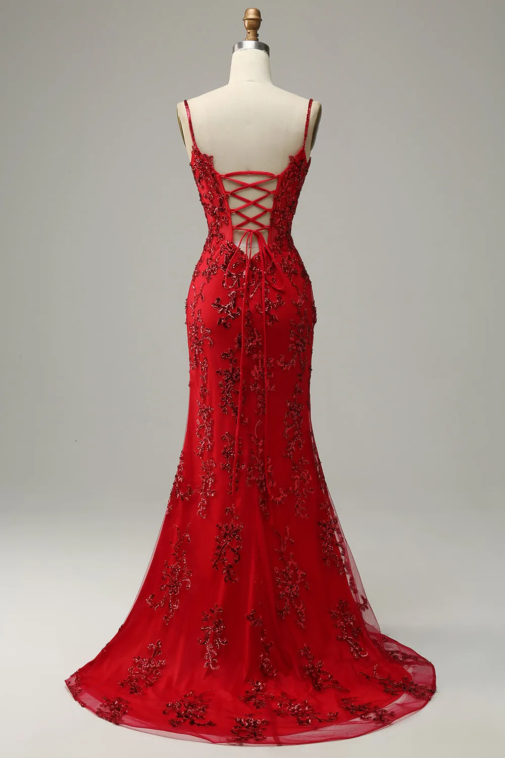 Mermaid Spaghetti Straps Royal Blue Sequins Long Prom Dress with Split Front sold by Zapaka product image thumbnail 2