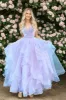 A Line Spaghetti Straps Pink Long Prom Dress with Ruffles sold by Zapaka