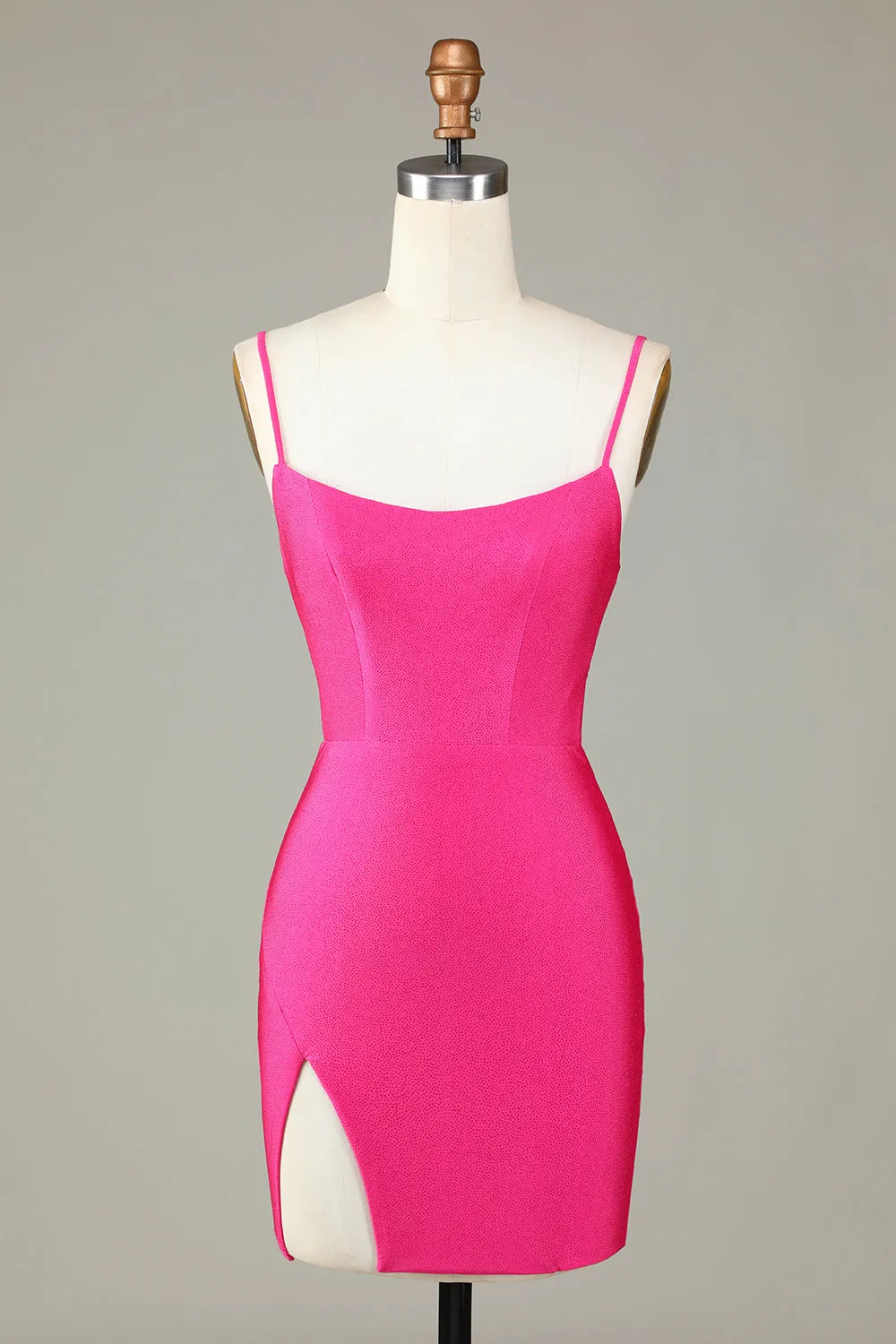 Fuchsia Sequins Lace-Up Tight Short Homecoming Dress with Slit sold by Zapaka