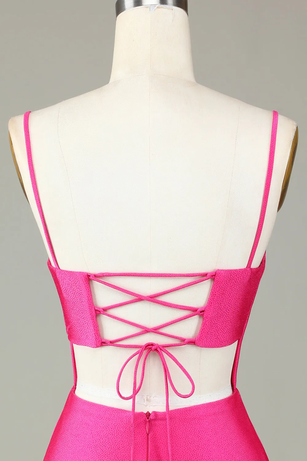 Fuchsia Sequins Lace-Up Tight Short Homecoming Dress with Slit sold by Zapaka product image thumbnail 5