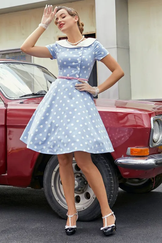Peter Pans Collar Polka Dots 1950s Dress sold by Zapaka