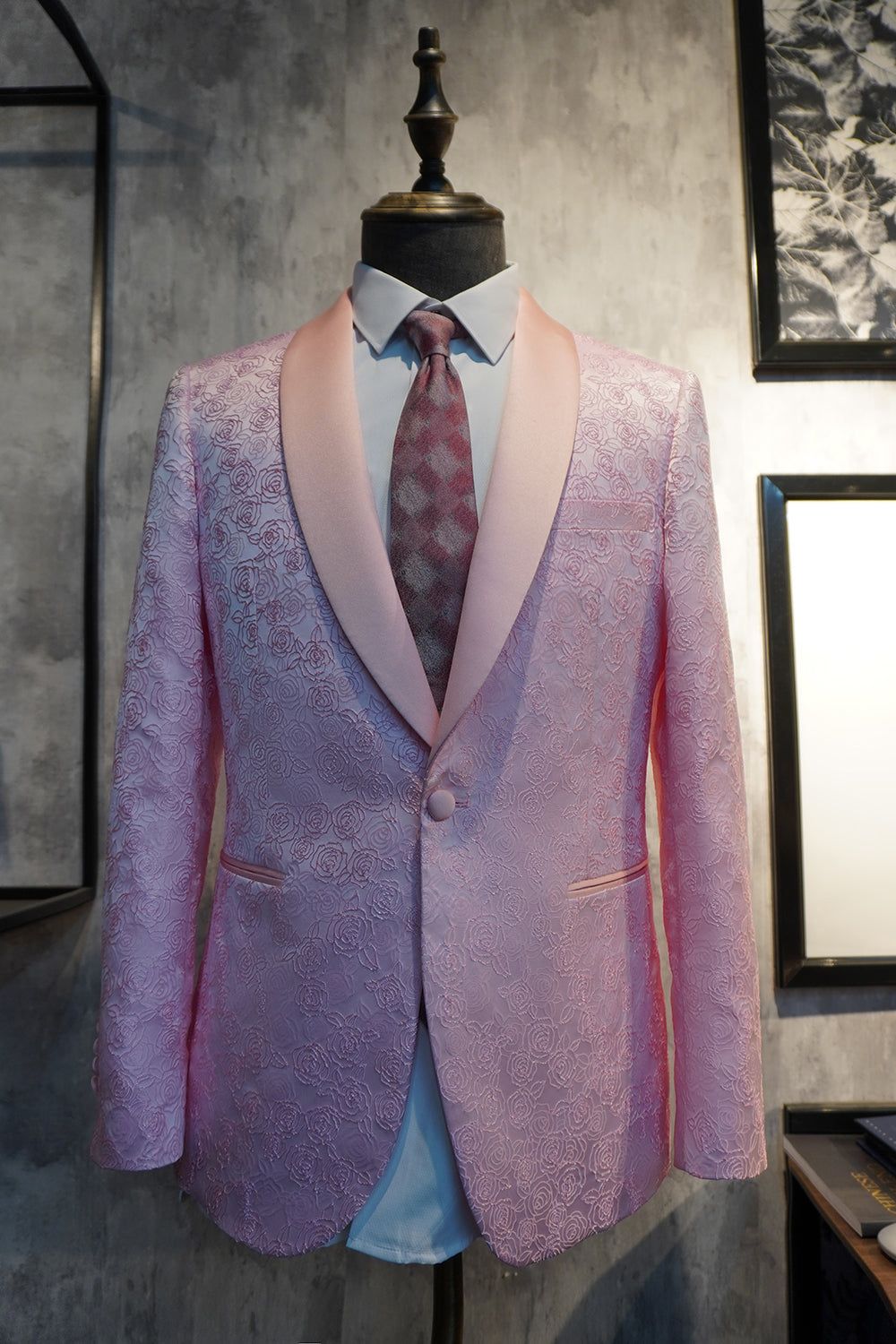 Shawl Lapel Pink Sequins Men's Prom Blazer sold by Zapaka