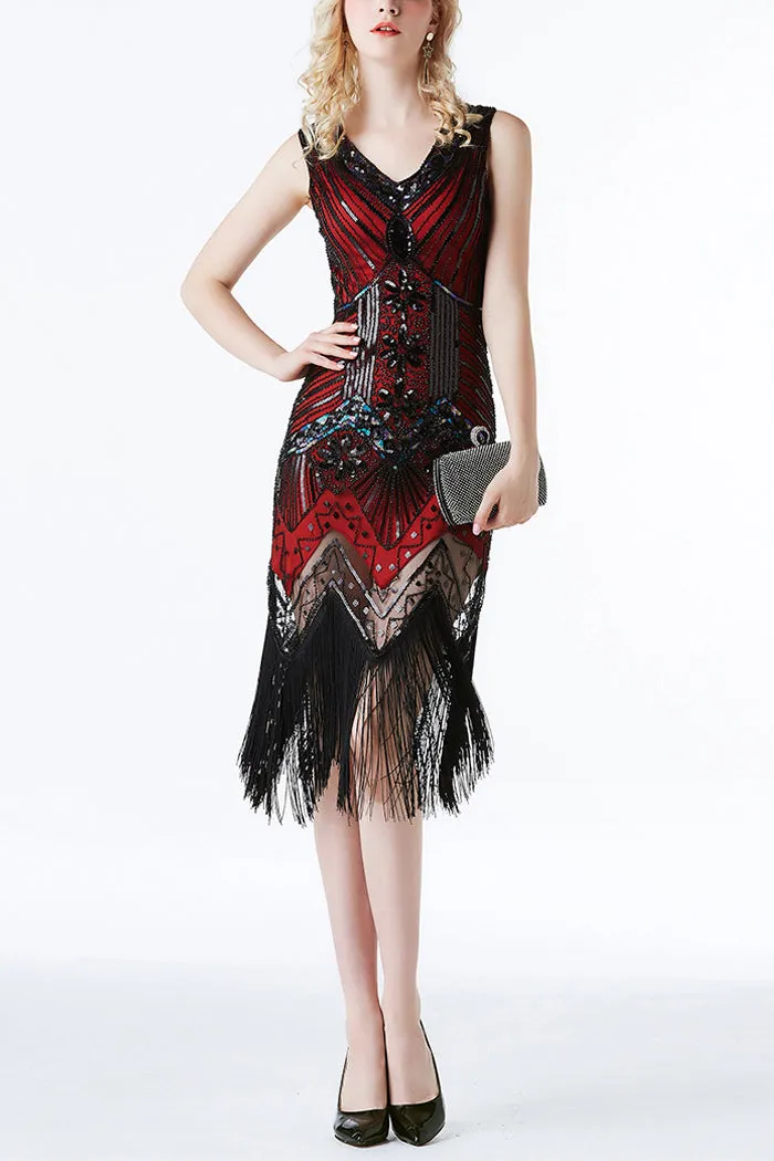 Red Glitter Fringe 1920s Flapper Dress sold by Zapaka product image thumbnail 3