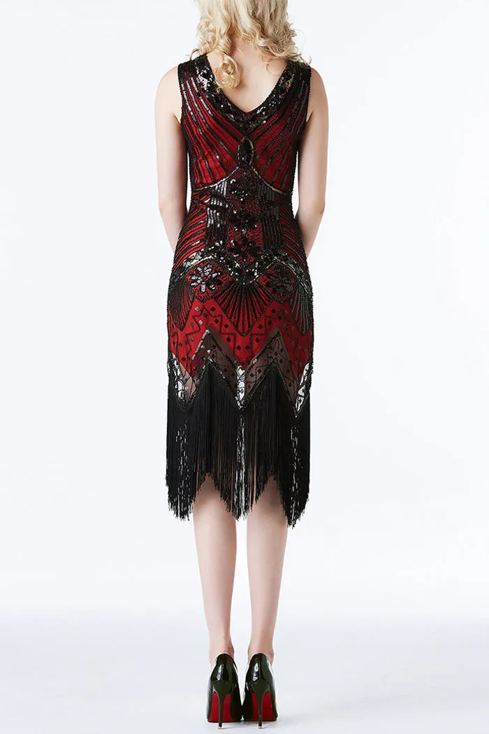 Red Glitter Fringe 1920s Flapper Dress sold by Zapaka product image thumbnail 4