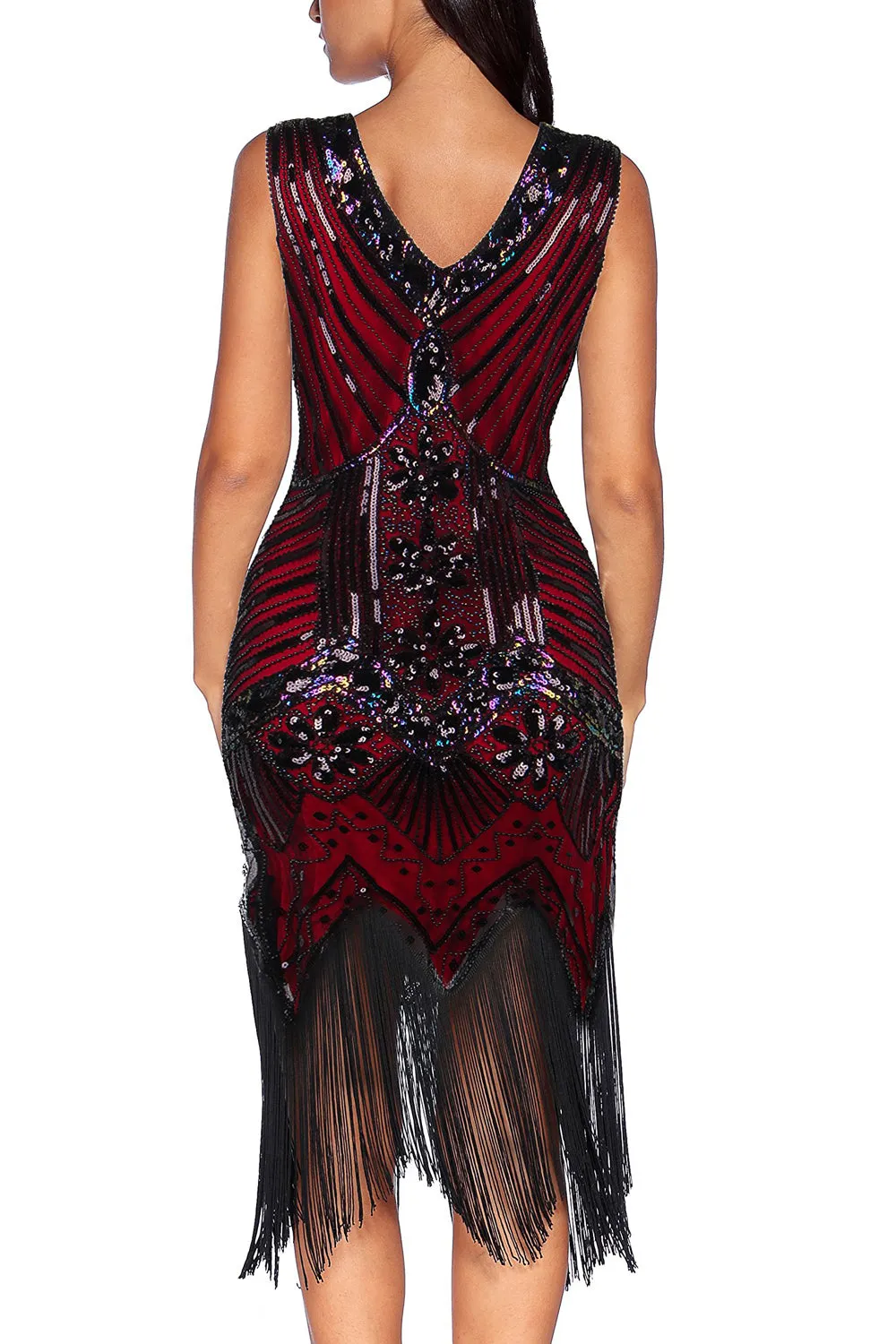 Red Glitter Fringe 1920s Flapper Dress sold by Zapaka product image thumbnail 2