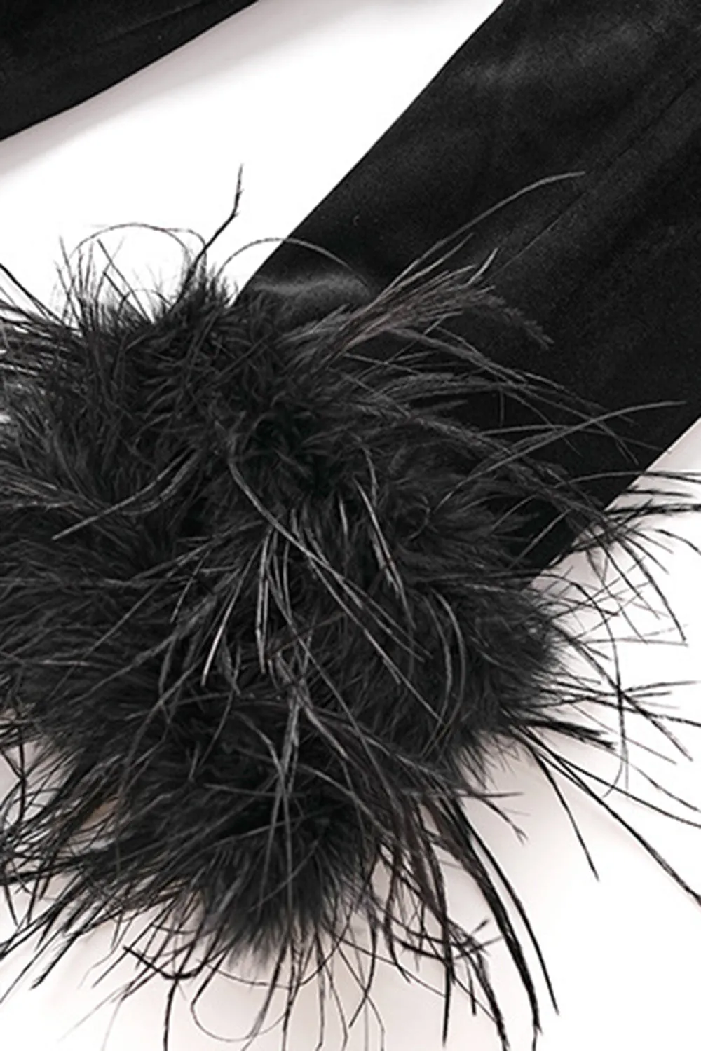 Black Peak Lapel Velvet Blazer with Feathers sold by Zapaka product image thumbnail 4