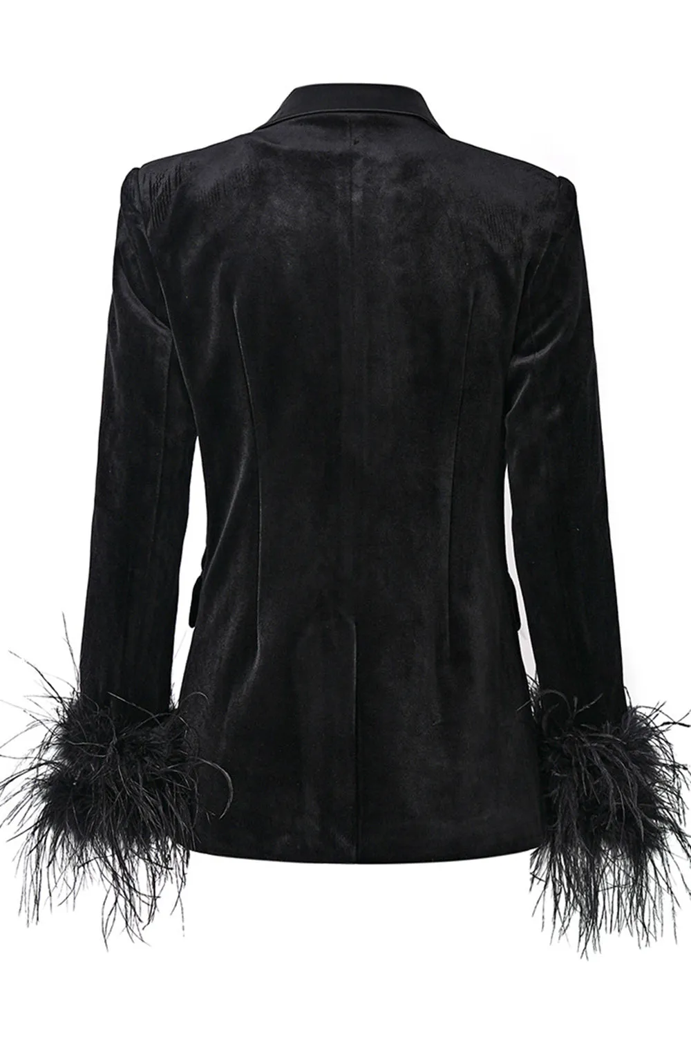 Black Peak Lapel Velvet Blazer with Feathers sold by Zapaka product image thumbnail 2
