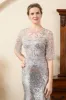 Grey Mermaid Sparkly Beaded Sequins Mother of the Bride Dress sold by Zapaka
