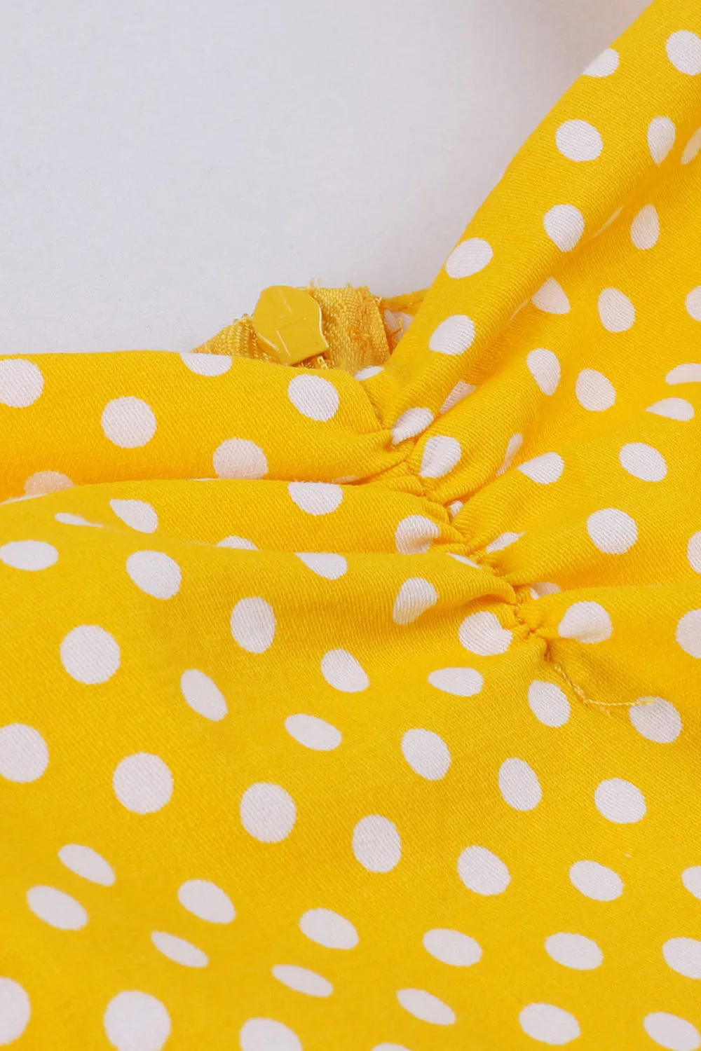 Yellow Polka Dots Sleeveless Spaghetti Straps Vintage Dress sold by Zapaka product image thumbnail 5