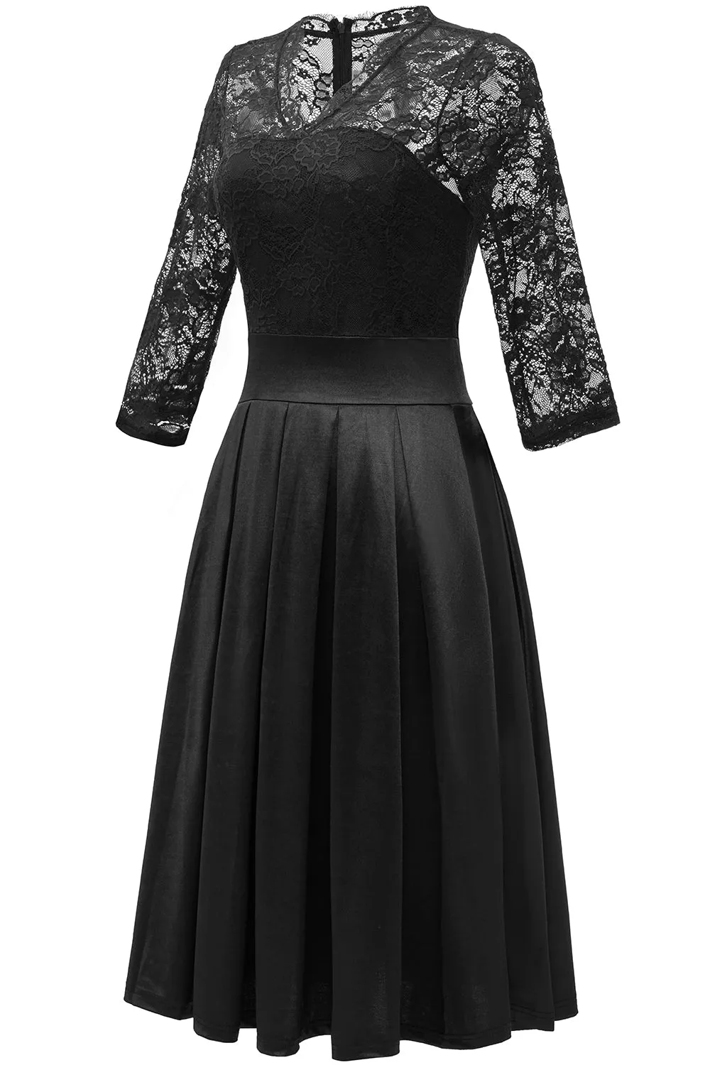 Burgundy 3/4 Sleeves Lace Formal Dress sold by Zapaka product image thumbnail 3