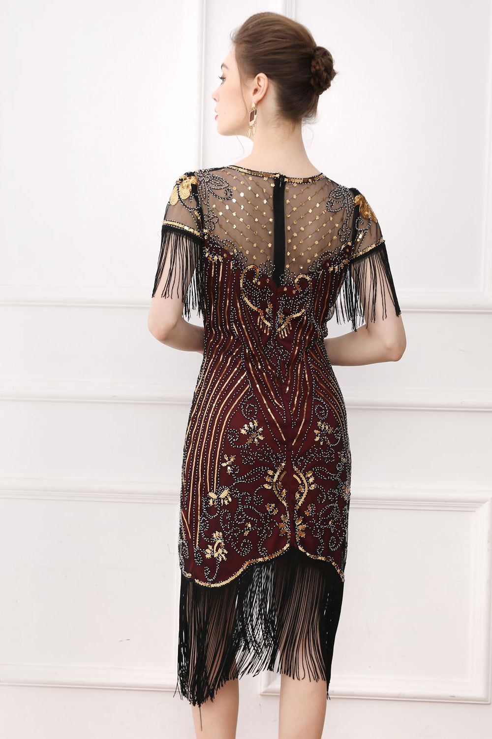 Black Sequins Bodycon 1920s Dress with Fringes sold by Zapaka product image thumbnail 5