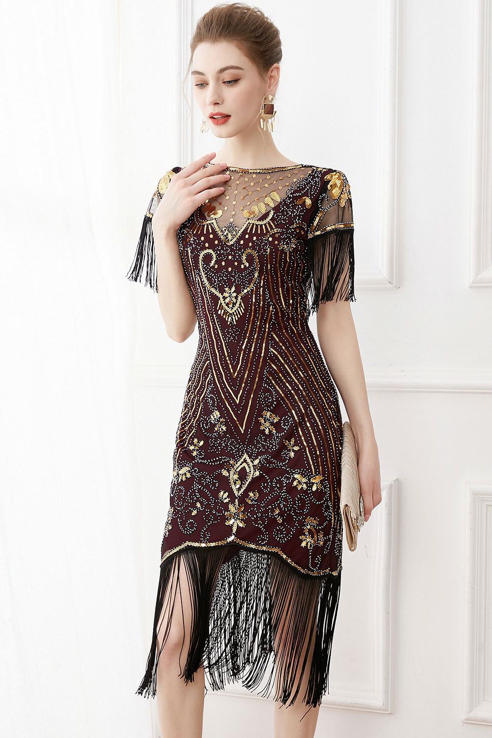 Black Sequins Bodycon 1920s Dress with Fringes sold by Zapaka product image thumbnail 7
