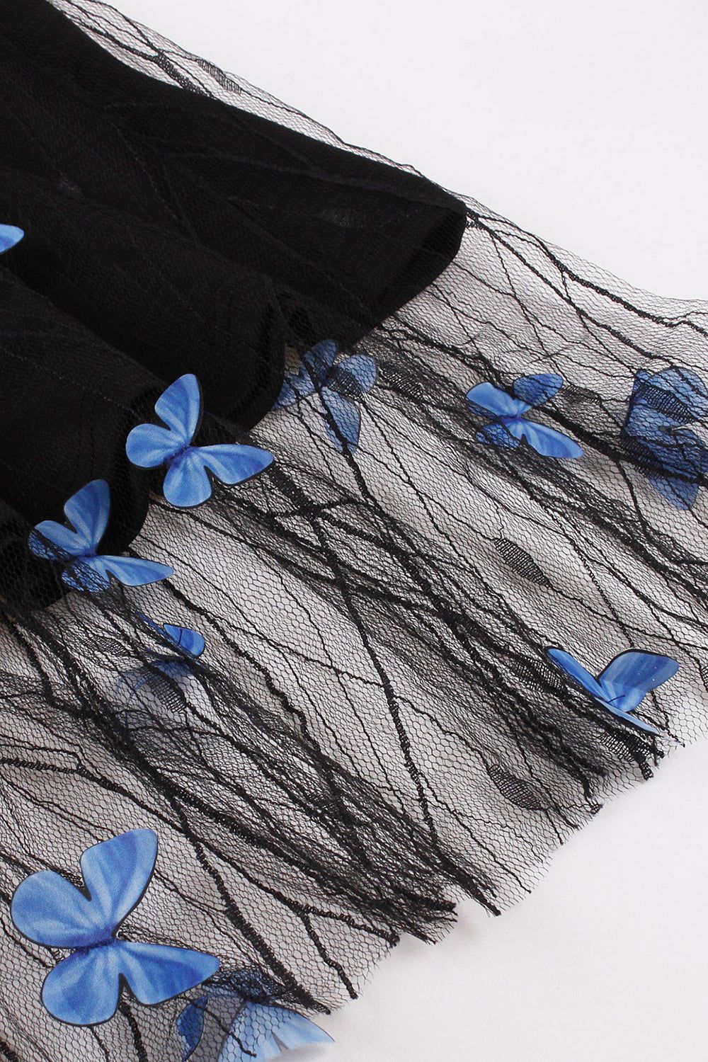 V-Neck Black Vintage 1950s Dress with Butterfly sold by Zapaka product image thumbnail 3