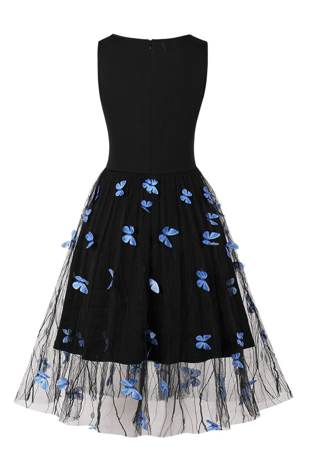 V-Neck Black Vintage 1950s Dress with Butterfly sold by Zapaka product image thumbnail 2