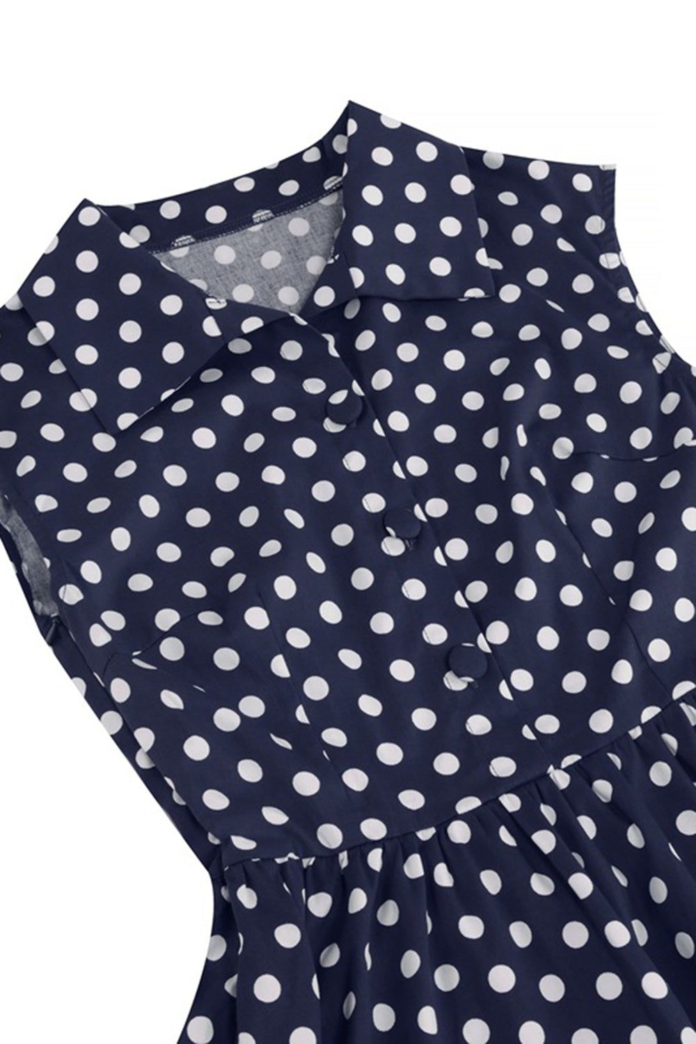 Navy Polka Dots Sleeveless 1950s Dresses sold by Zapaka product image thumbnail 4