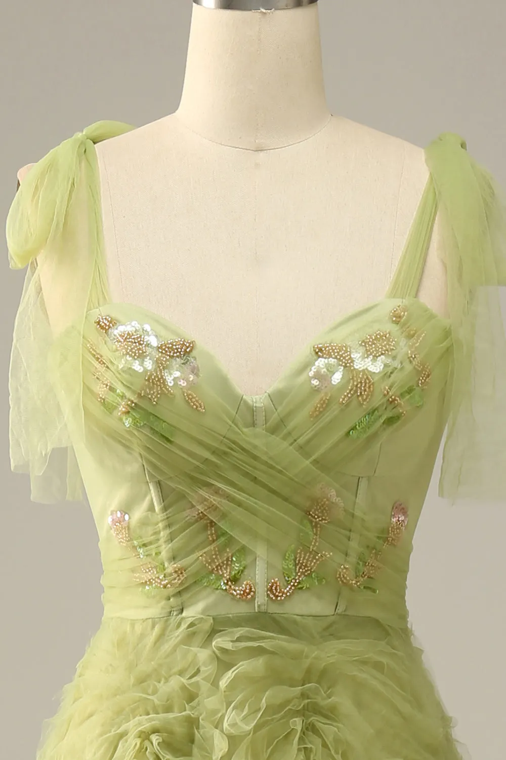 Light Green A-Line Prom Dress With Embroidery sold by Zapaka product image thumbnail 4