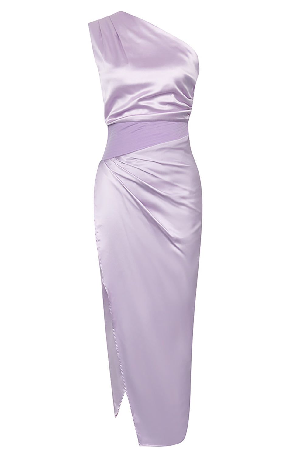 Lavender One Shoulder Wrap Cocktail Dress With Slit sold by Zapaka product image thumbnail 5