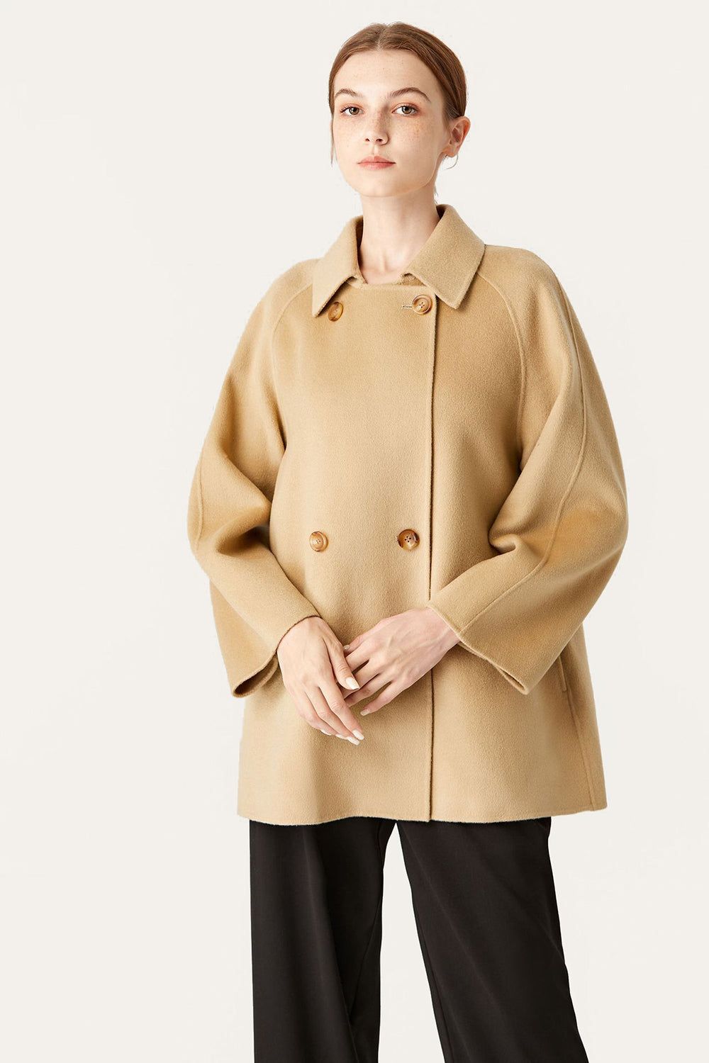 Black Double Breasted Lapel Neck Coat sold by Zapaka product image thumbnail 3