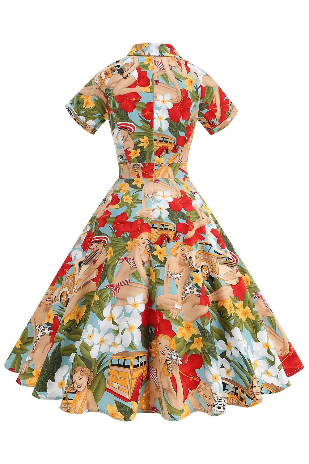 Flower A Line Printed Vintage 1950s Dress sold by Zapaka product image thumbnail 2