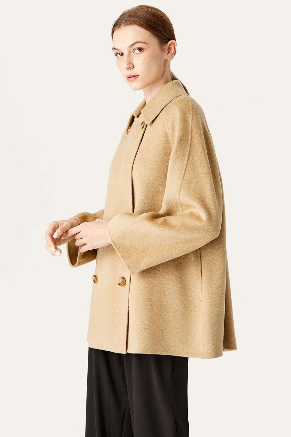 Black Double Breasted Lapel Neck Coat sold by Zapaka product image thumbnail 5