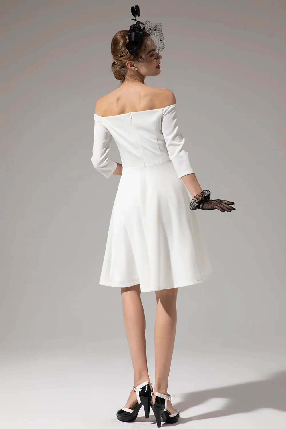 Off Shoulder White Midi Dress sold by Zapaka product image thumbnail 2