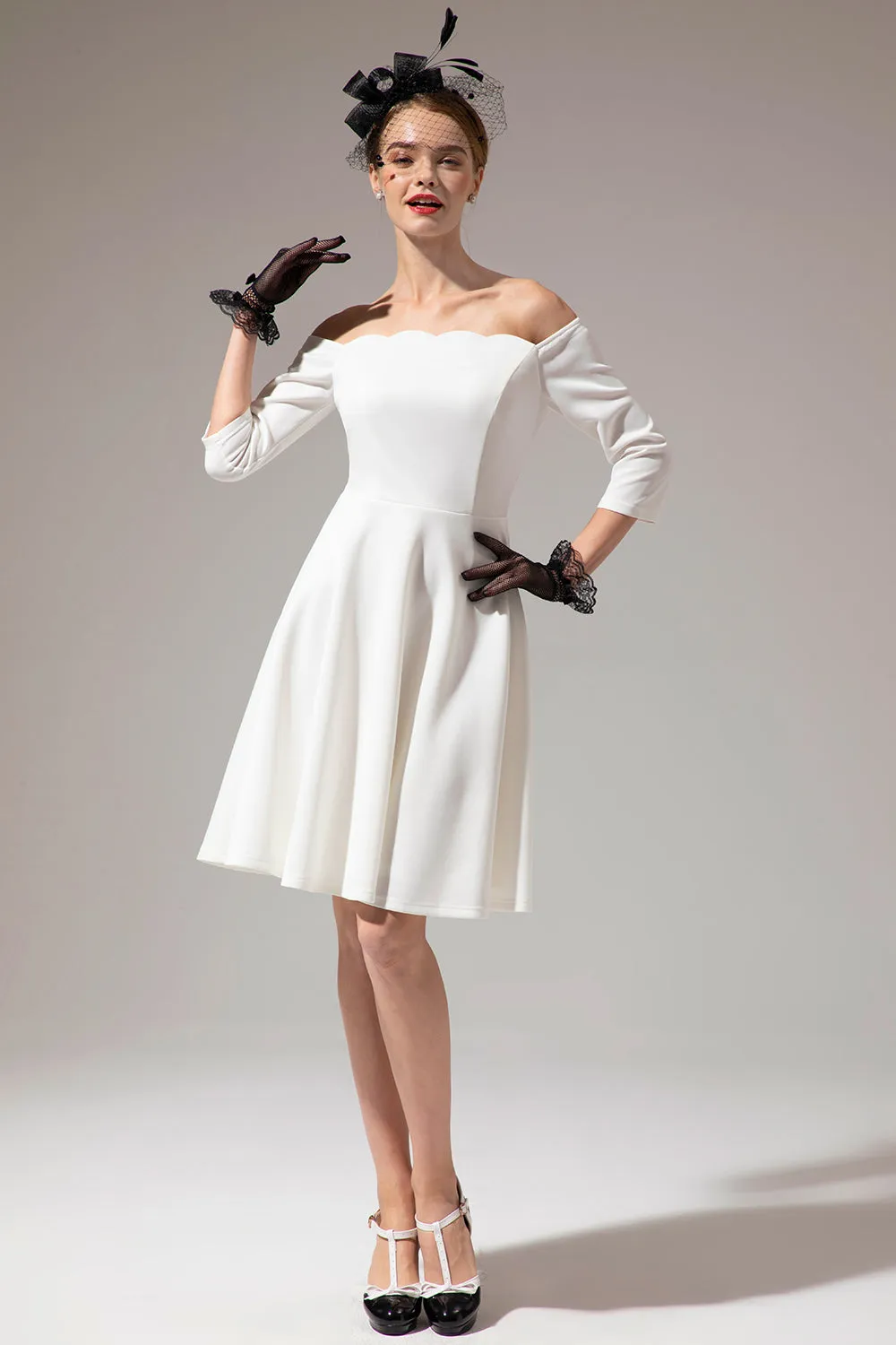 Off Shoulder White Midi Dress sold by Zapaka product image thumbnail 5