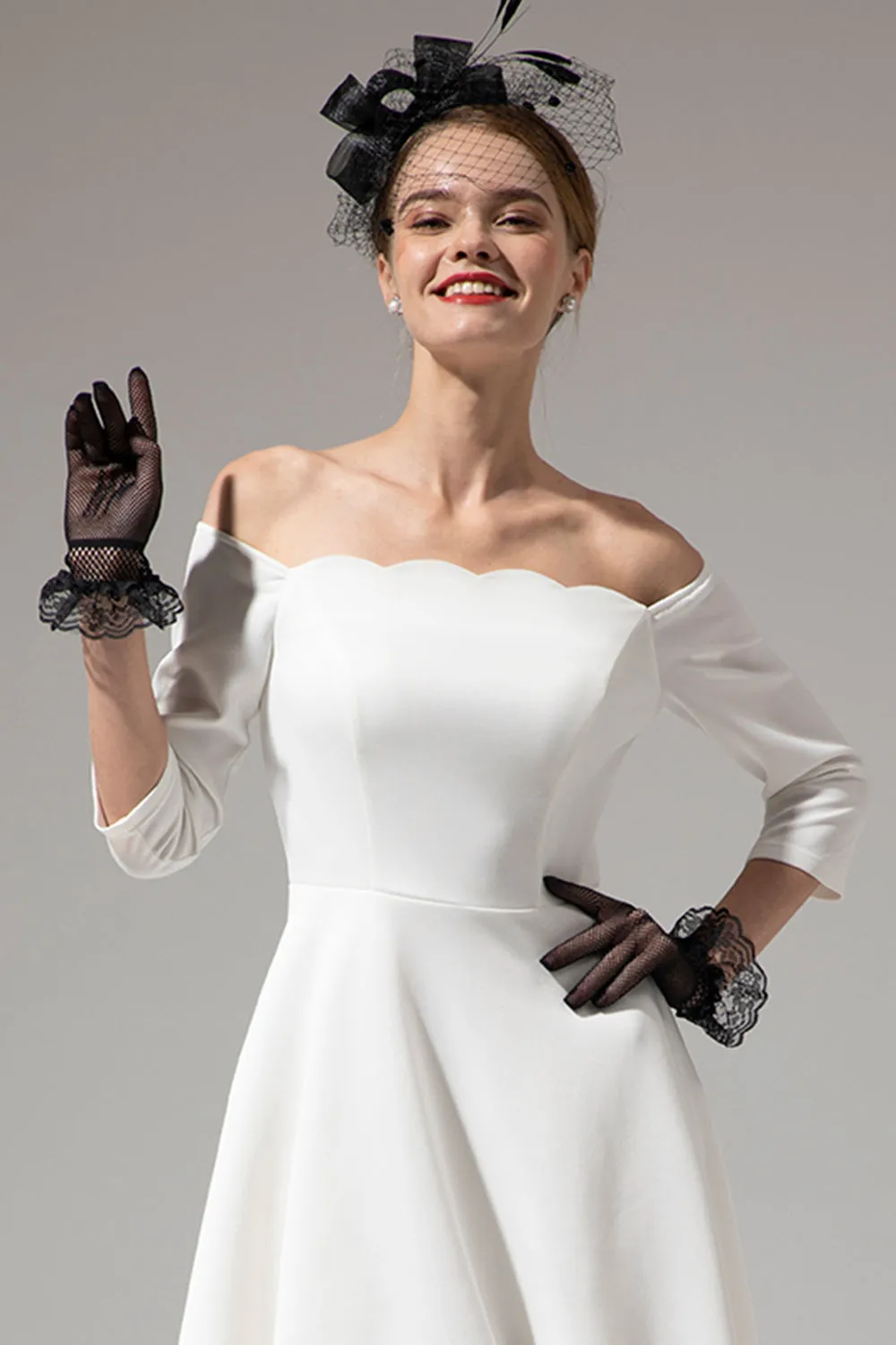 Off Shoulder White Midi Dress sold by Zapaka product image thumbnail 3