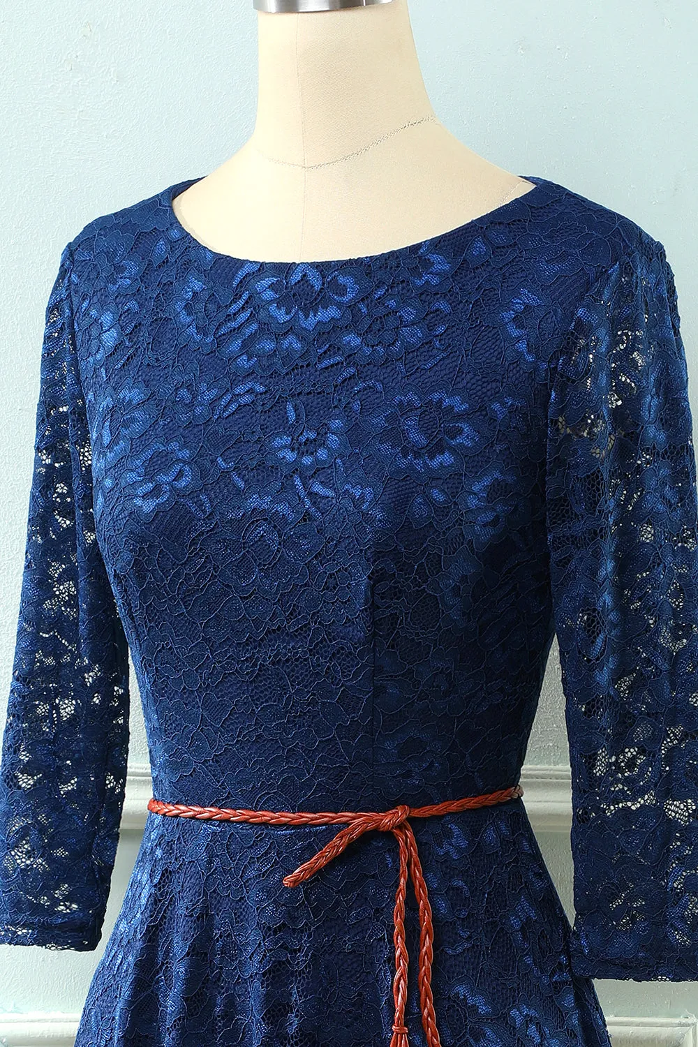 3/4 Sleeves Navy Lace Dress sold by Zapaka product image thumbnail 5