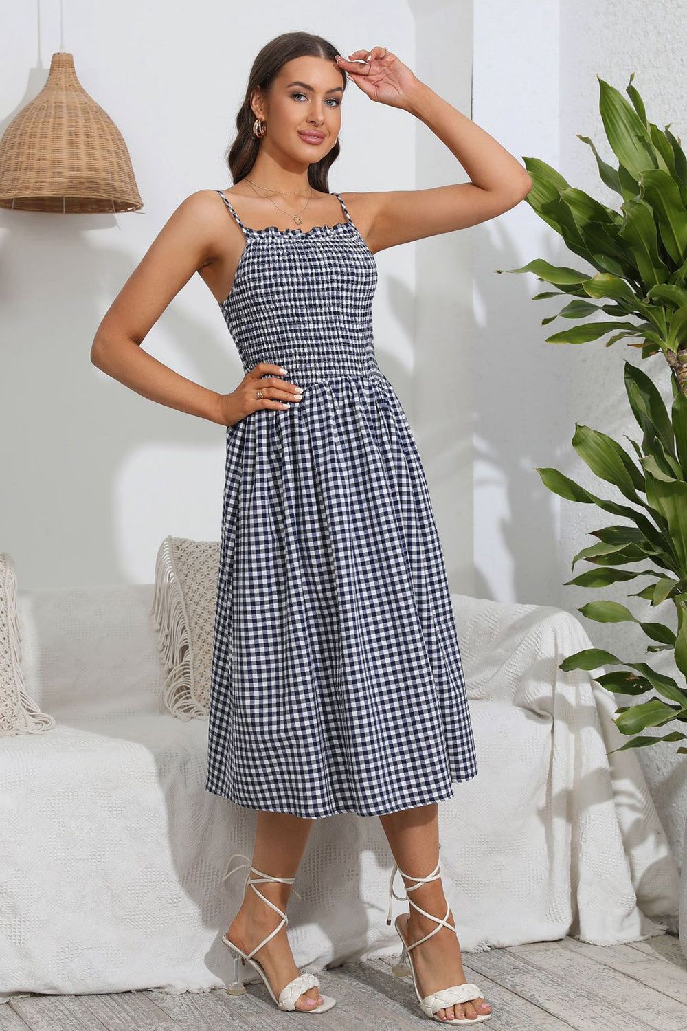 Plaid A Line Summer Dress with Pleated sold by Zapaka product image thumbnail 2