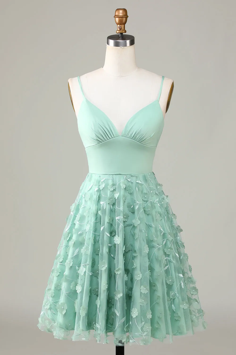 A-Line Spaghetti Straps Short Bridesmaid Dress with Appliques sold by Zapaka