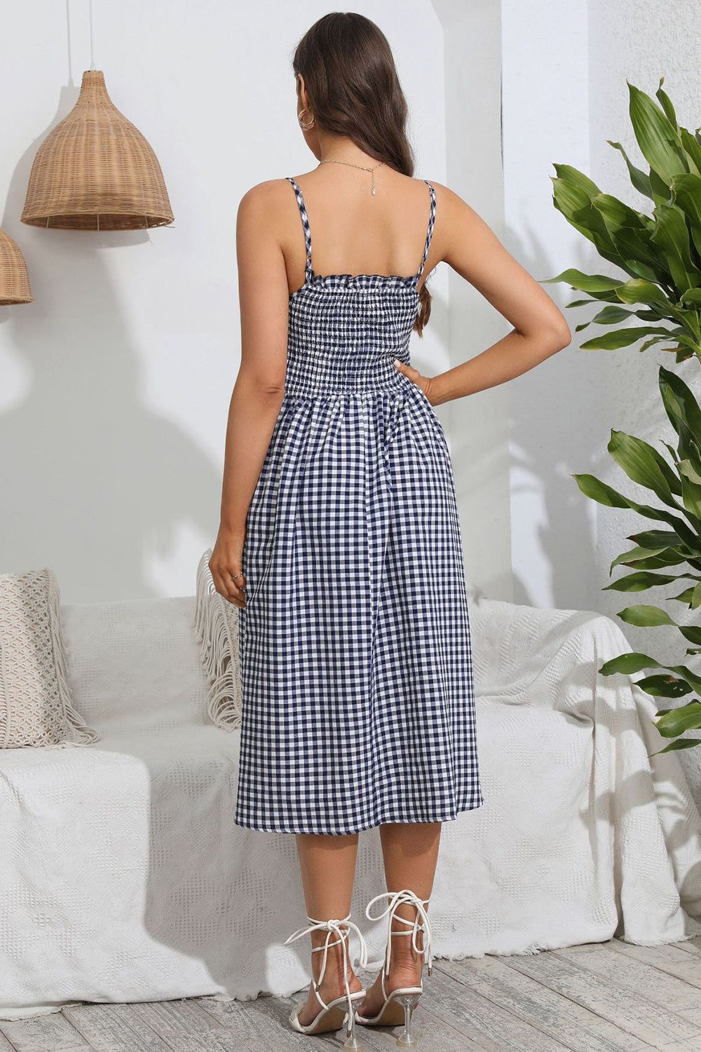 Plaid A Line Summer Dress with Pleated sold by Zapaka product image thumbnail 4
