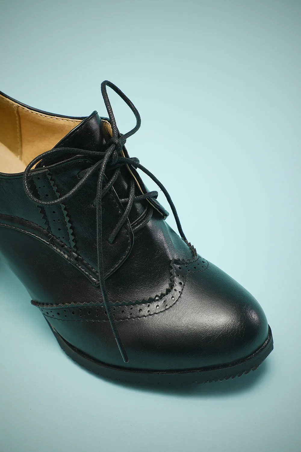 Black Leather Chunky Heels sold by Zapaka product image thumbnail 5