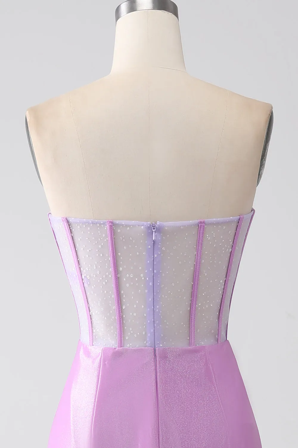 Lilac Mermaid Strapless Corset Prom Dress with Slit sold by Zapaka product image thumbnail 5