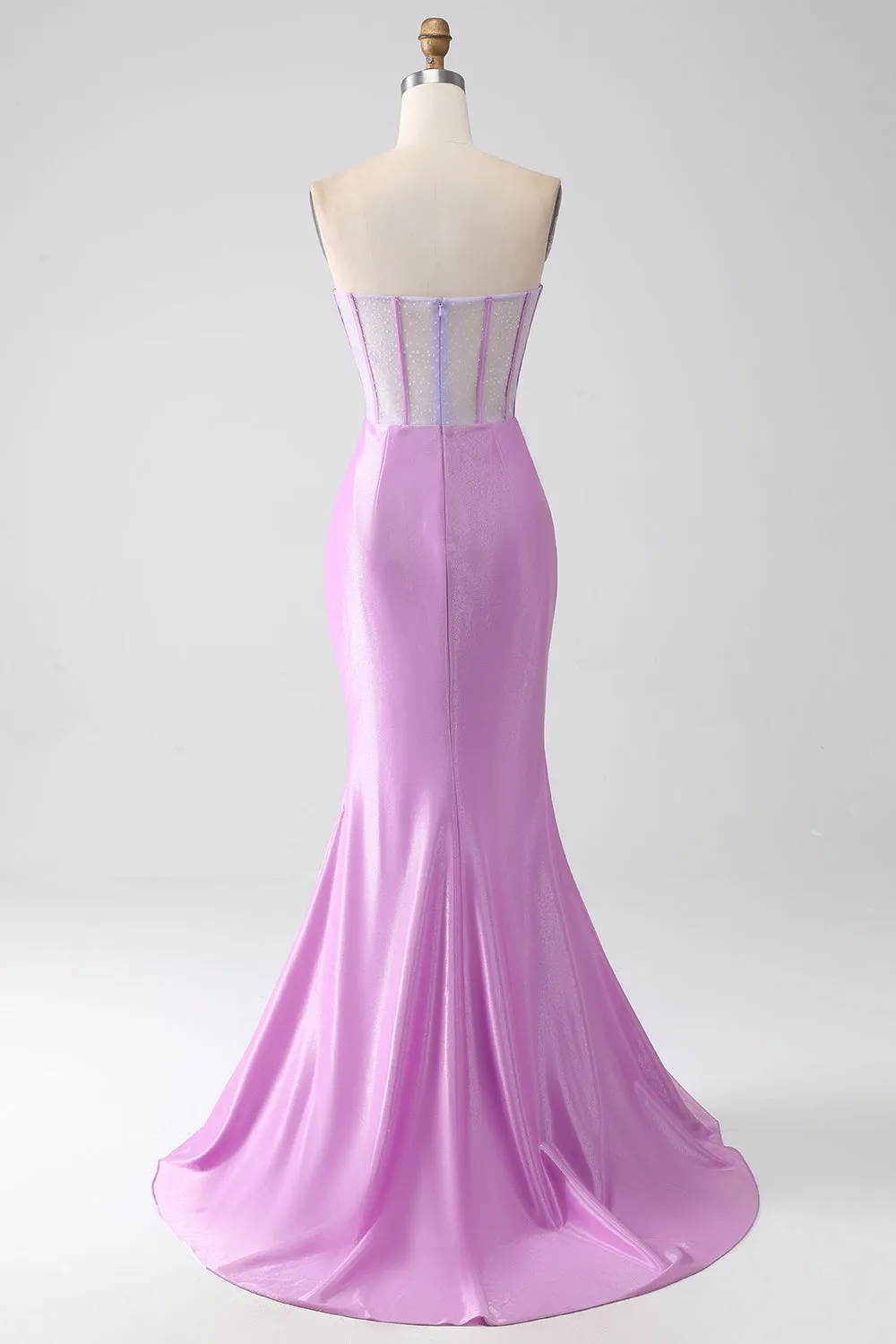 Lilac Mermaid Strapless Corset Prom Dress with Slit sold by Zapaka product image thumbnail 2
